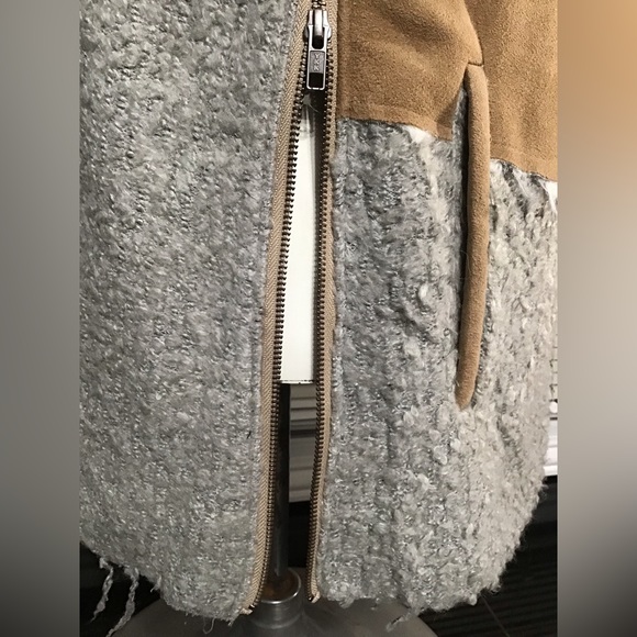 Anthropologie Saturday Sunday Sherpa Faux Suede Mixed Fabric Moto Vest - Picture 6 of 14